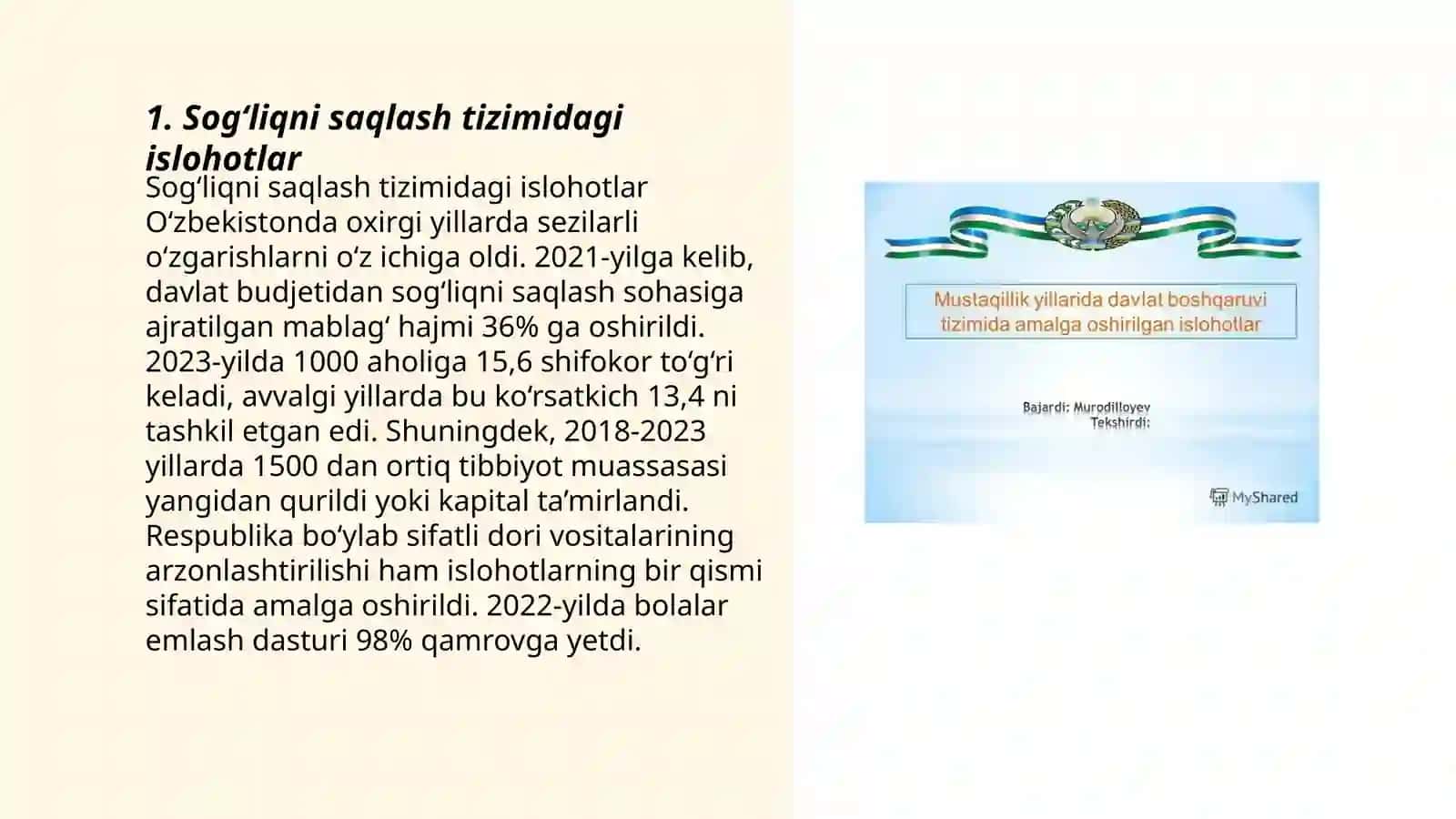 Sog‘liqni saqlash tizimidagi islohotlar 3