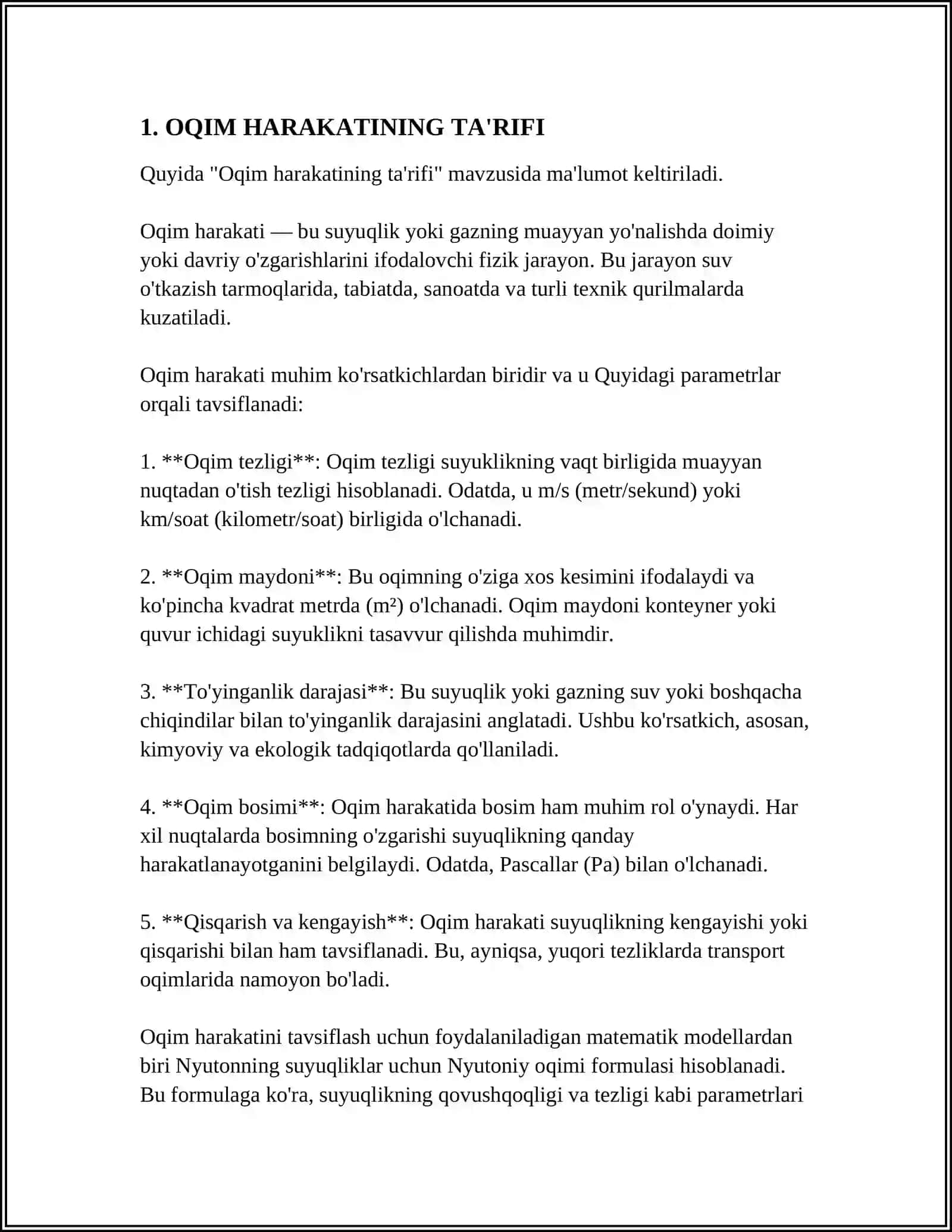 OQIM HARAKATINING REJIMLARI 3