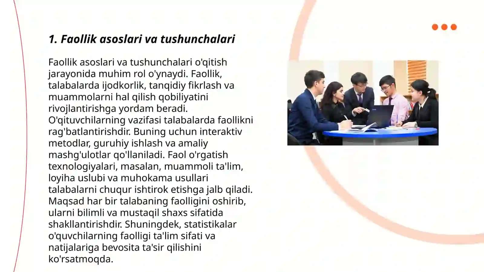 Faollik va faoliyat. Faoliyat bosqichlari va turlari 3