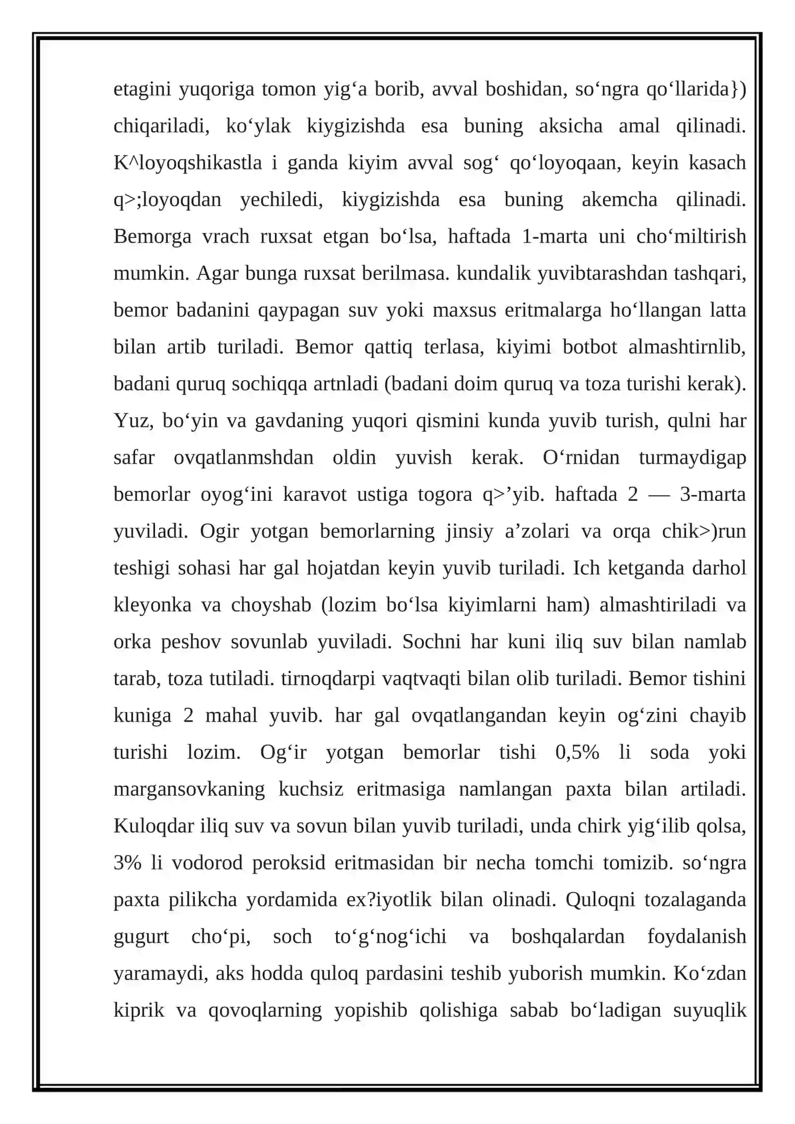 BEMORLARNI PARVARISH QILISH 3