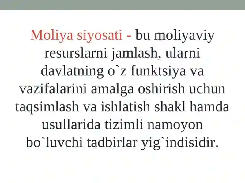MOLIYA SIYOSATI VA MOLIYA MEXANIZMI 3