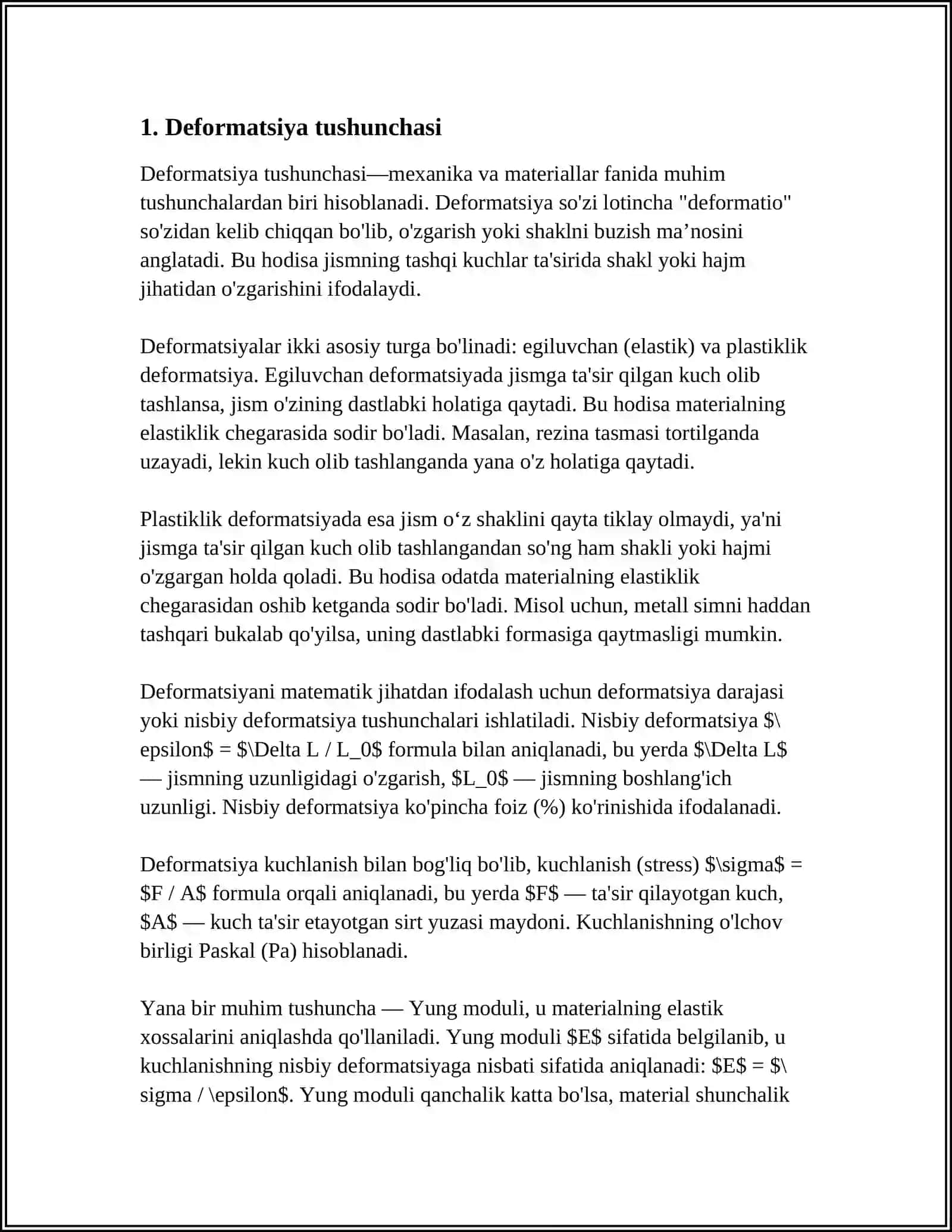 DEFORMATSIYA VA UNING TURLARI 3