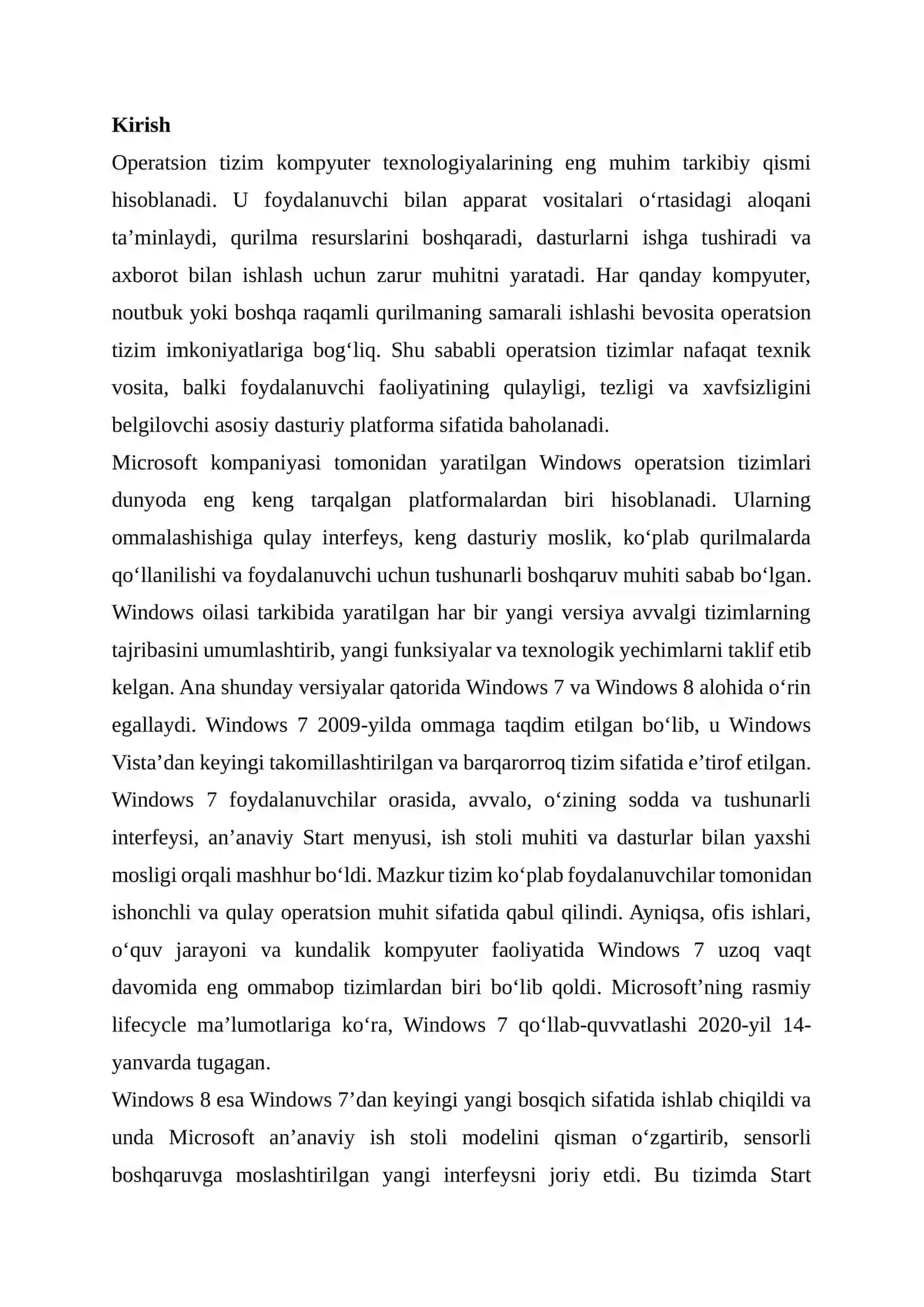 WINDOWS 7 OPERATSION TIZIMI VA WINDOWS 8 OPERATSION TIZIMI O'RTASIDAGI ASOSIY FARQLAR 3