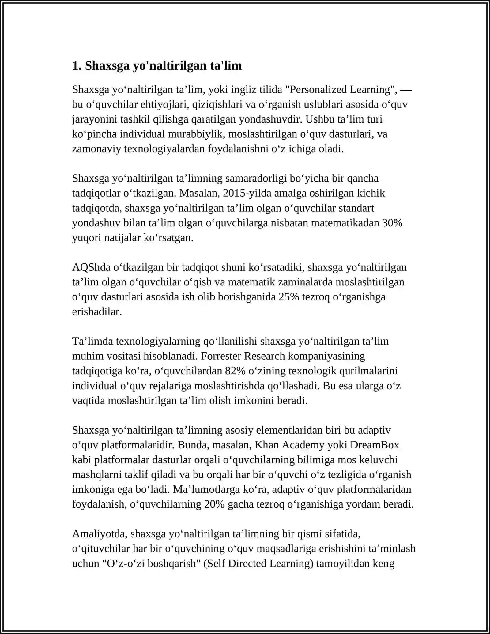 SHAXSGA FAKTORLI YONDASHUVLAR 3