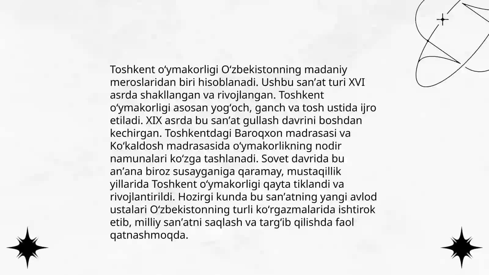 Toshkent oʻymakorligining Xiva oʻymakorligidan farqi 3