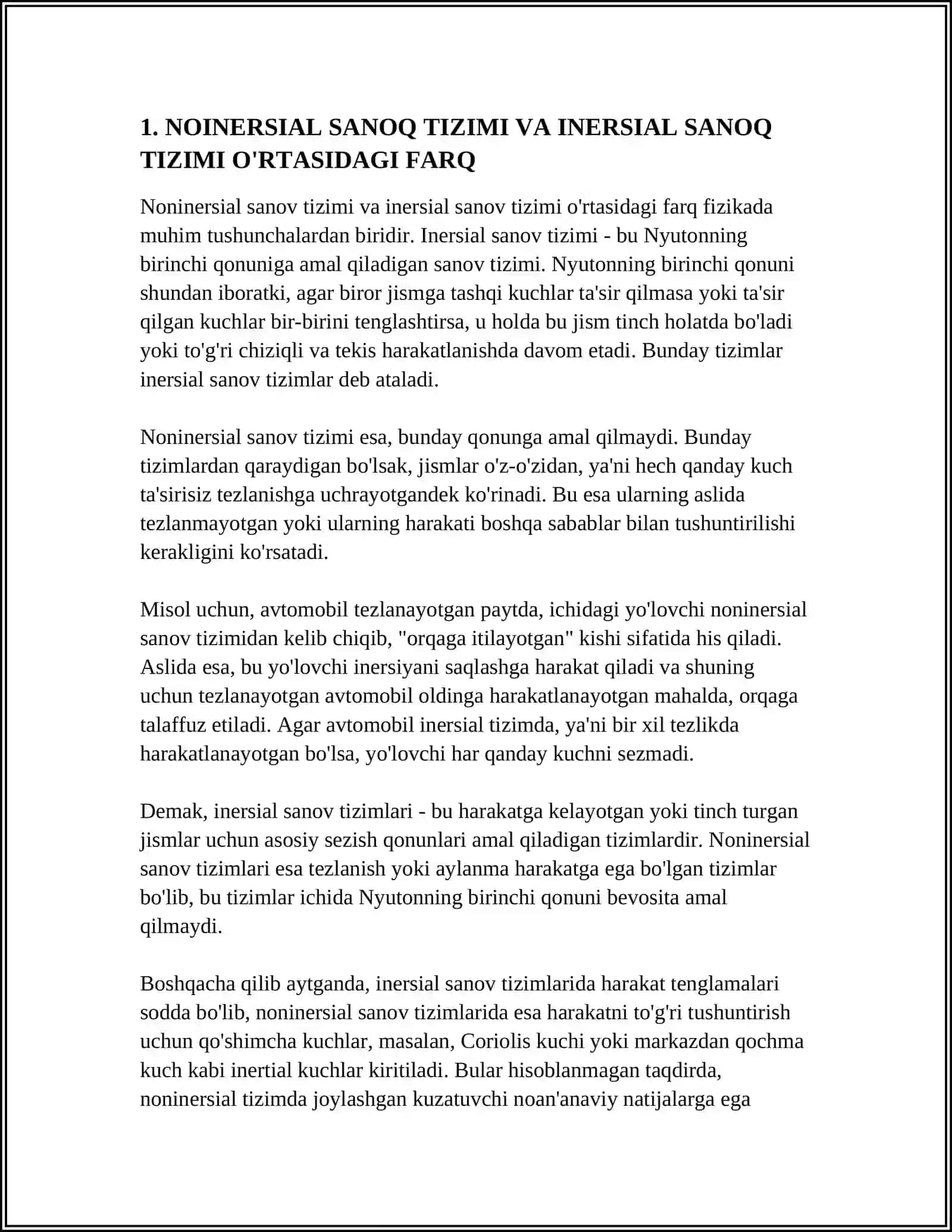 NOINERSIAL SANOQ TIZIMLARI 3