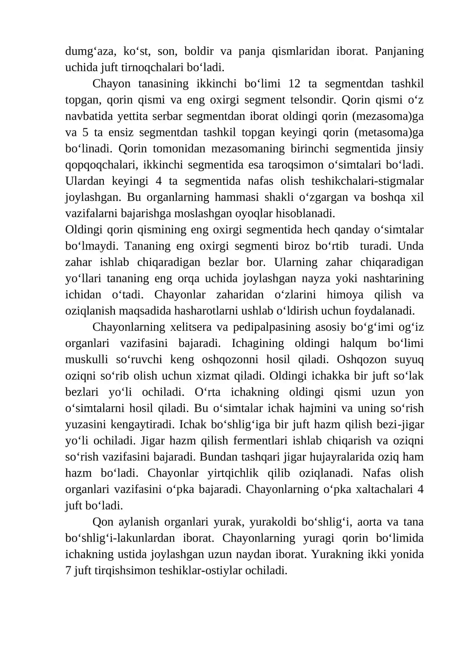 O‘rgimchaksimonlar sinfining xilma-xilligi 3