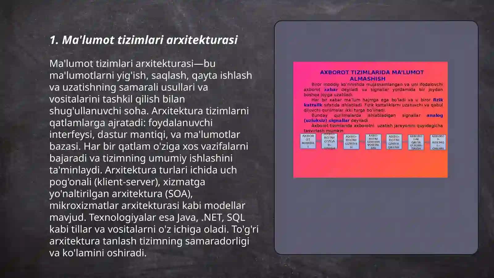 Ma'lumot tizimlari arxitekturasi 3