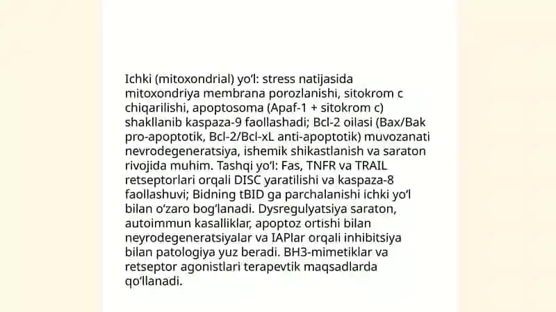 Apaptozning patalogiya rivojlanishidagi o‘rni 3