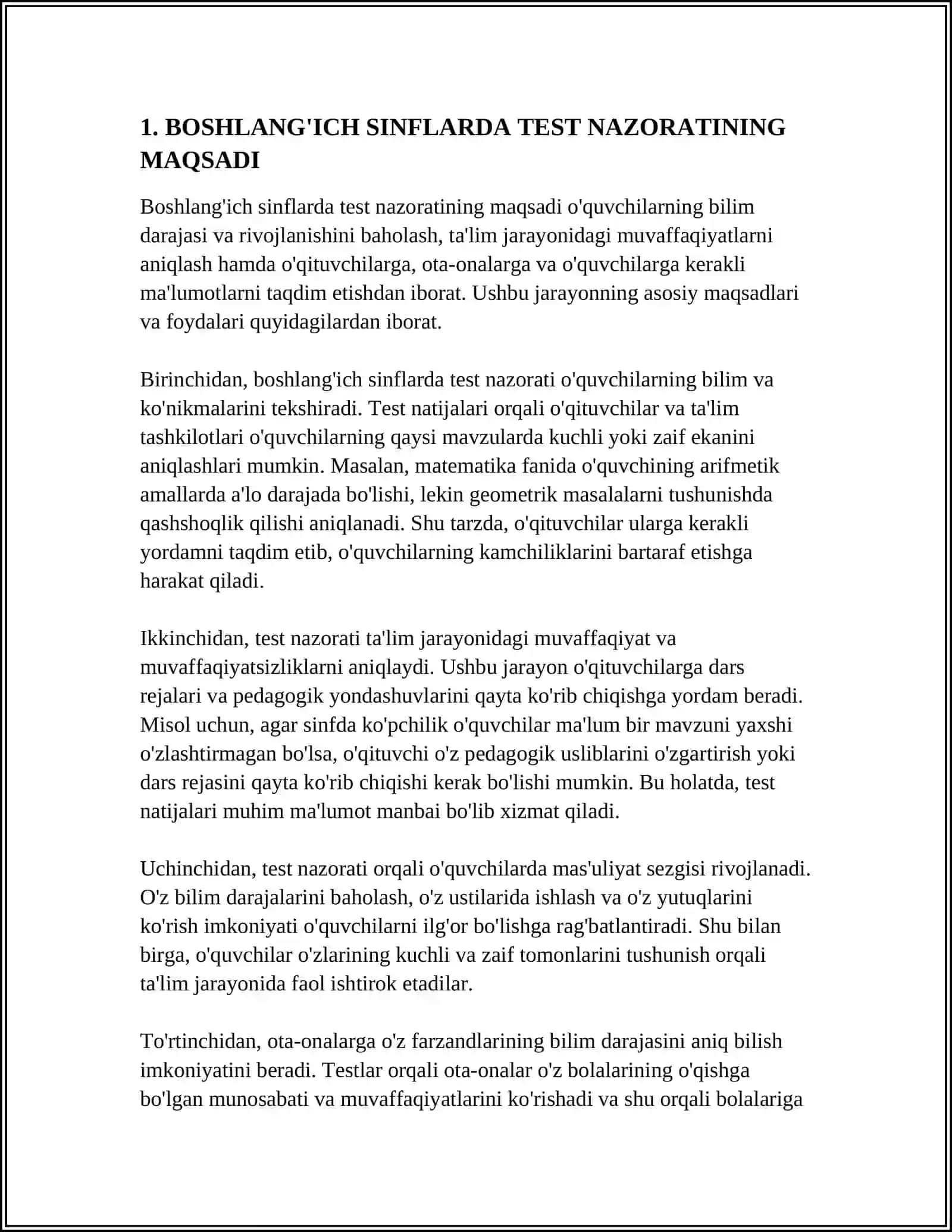BOSHLANG'ICH SINFLARDA TEST NAZORATIDAN FOYDALANISH METODIKASI 3