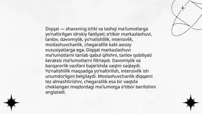 Diqqat turlari va uning hususiyatlari 3