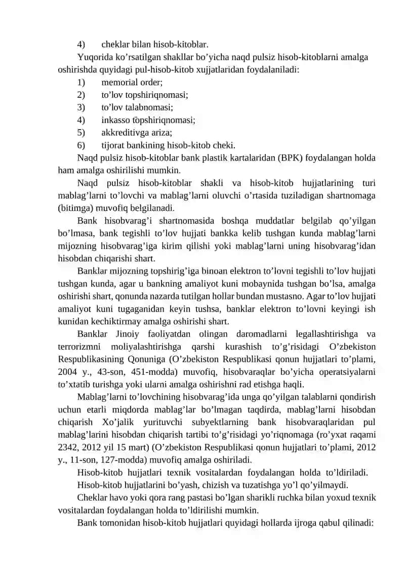 Bankdagi hisob-kitob schyotidagi pul mabla’lari hisobi 3