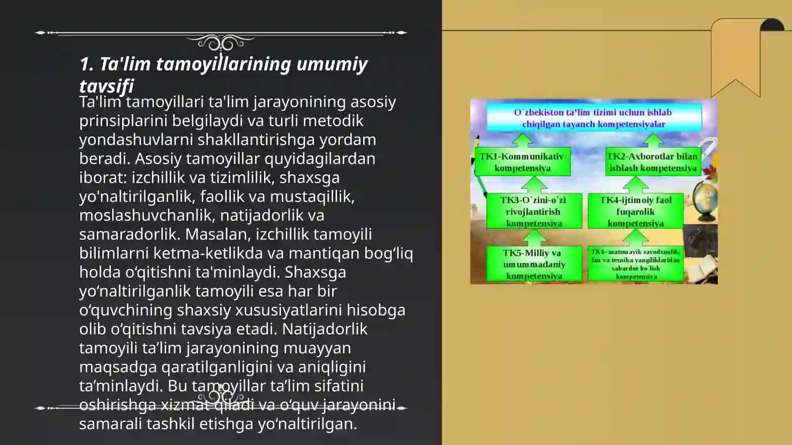 Ta'lim tamoyillari haqida malumot bering 3
