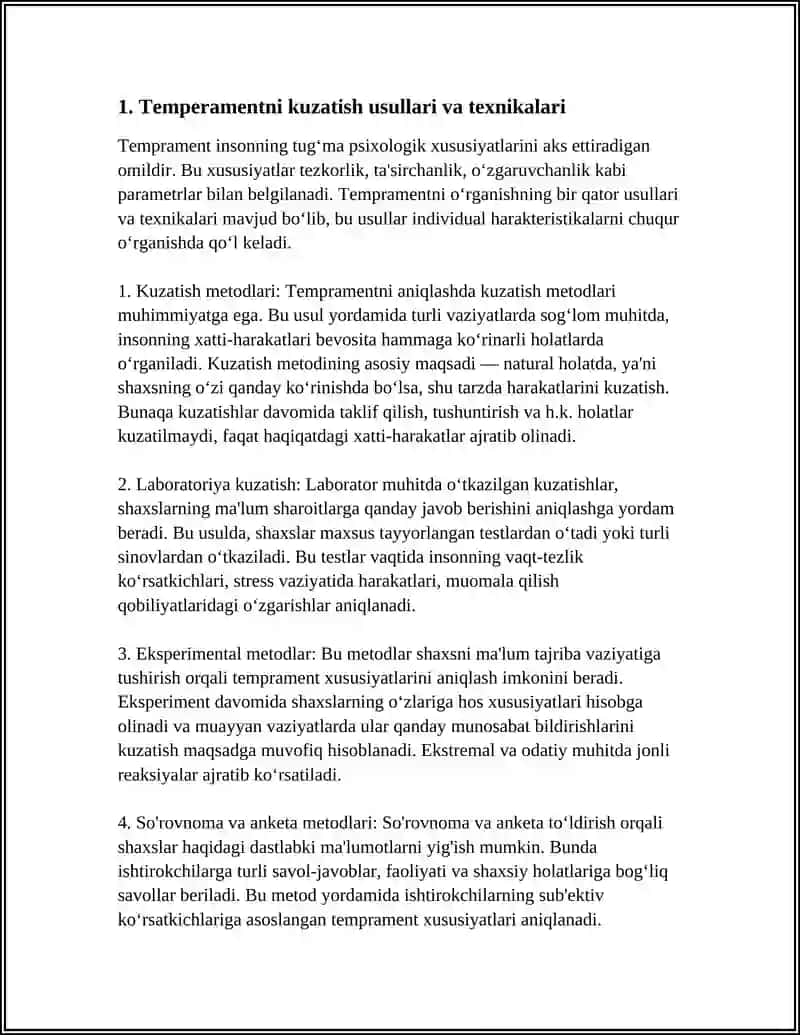 Temperamentni kuzatish usullari va texnikalari 3