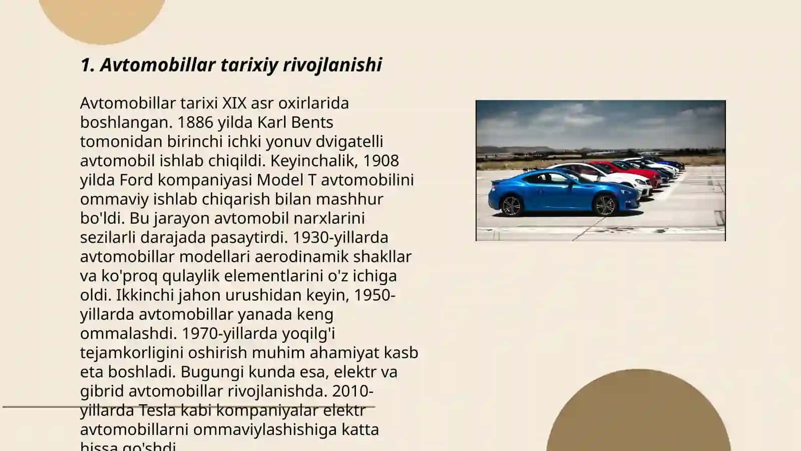 Avtomobillar tarixiy rivojlanishi 3