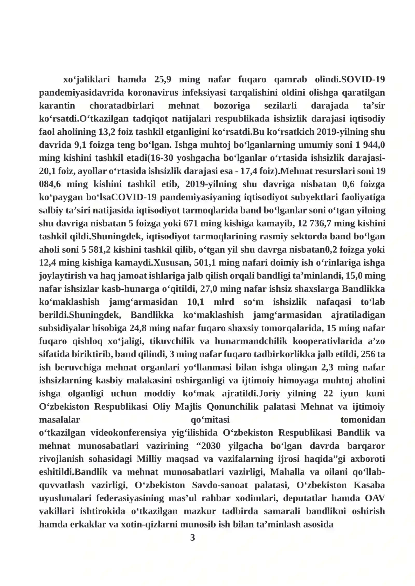 O’ZBEKISTONDA ISHSIZLIK MUOMMOSI VA UNI BARTARAF ETISH 3