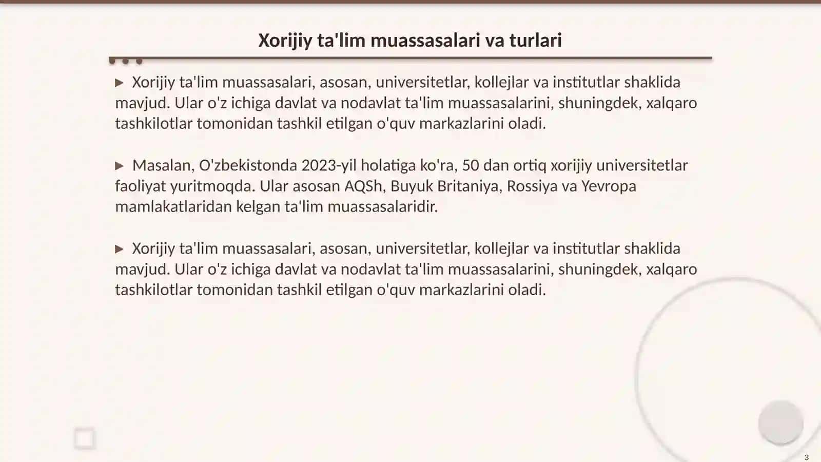 Xorijiy ta'lim muassasalari va ularning turlari 3