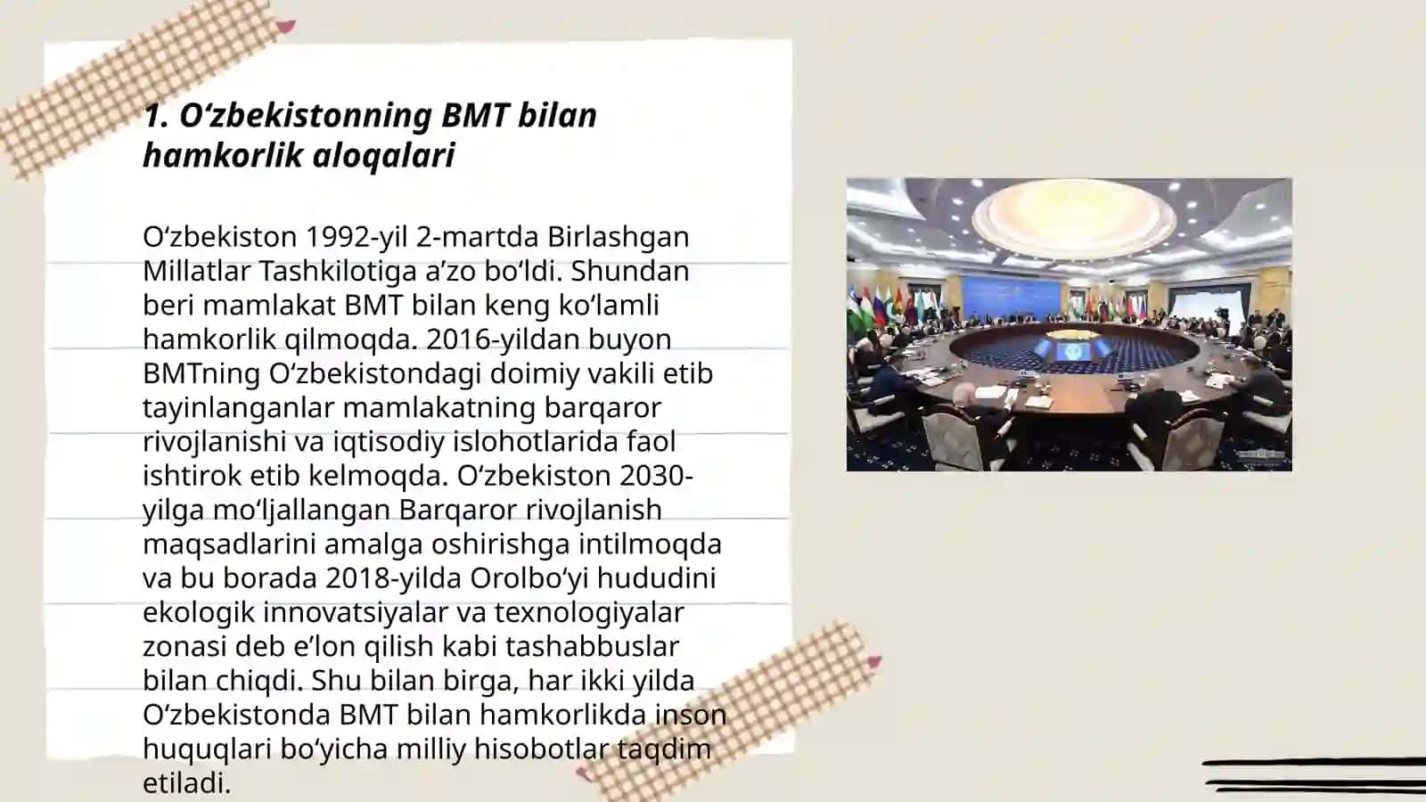 O‘zbekistonning xalqaro tashkilotlar bilan hamkorlik aloqalari 3