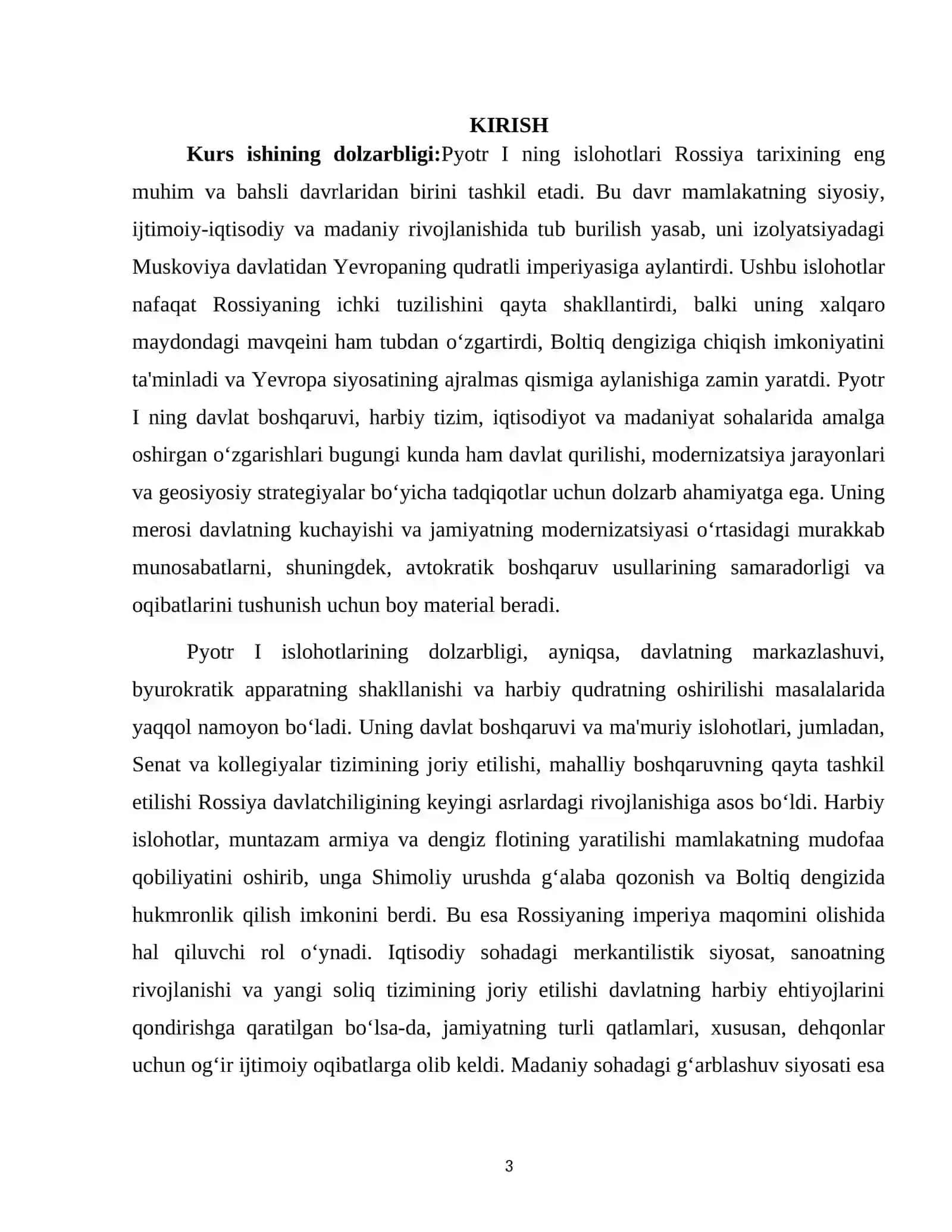 "PYOTR I ISLOHOTLARI VA ROSSIYANING IMPERIYAGA AYLANISHI" 3