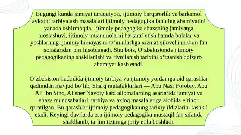 O’zbekistonda ijtimoiy pedagogikaning rivojlanishi tarixi. 3