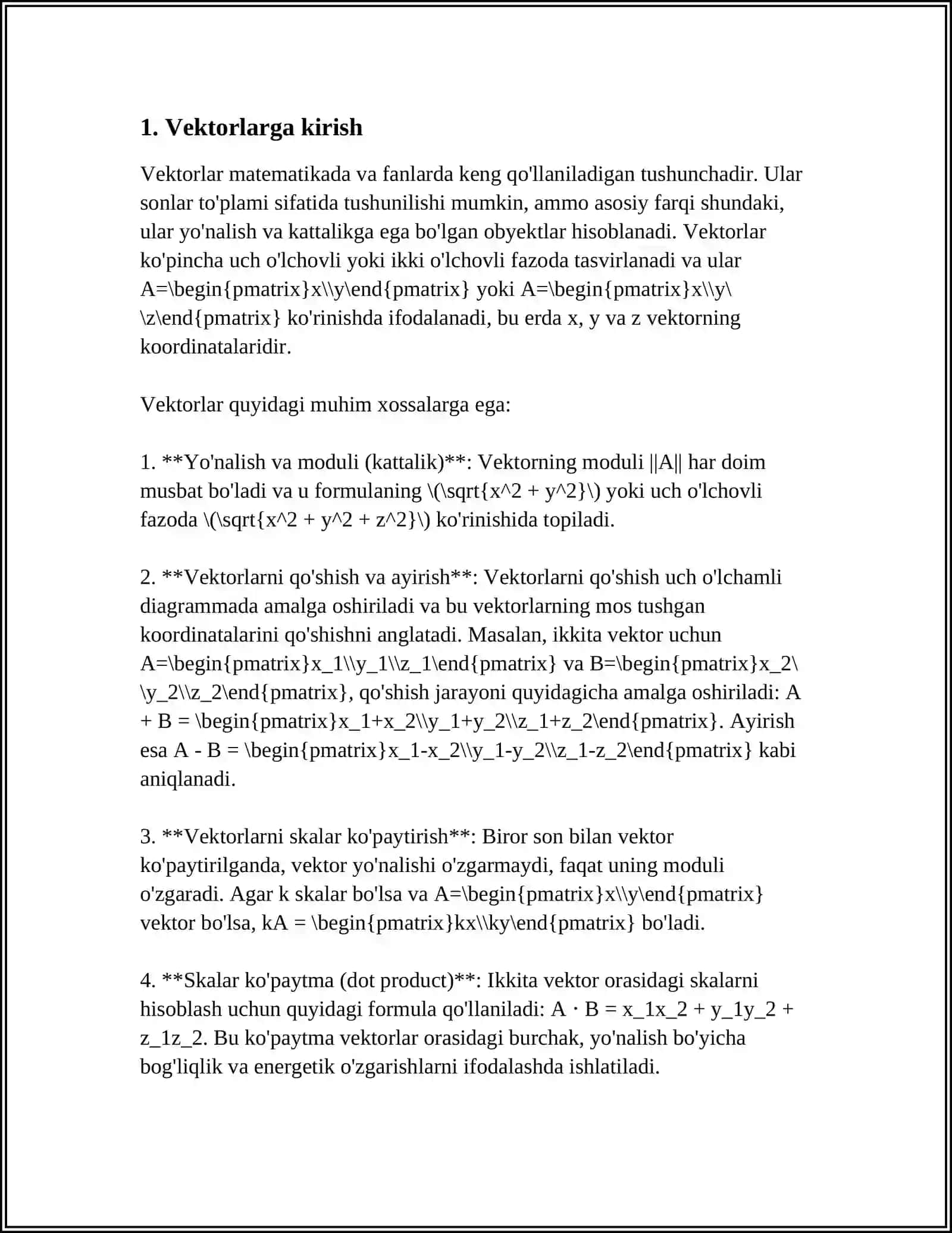VEKTORLARNI TASHKIL ETISH(C++ DASTURIDA) 3