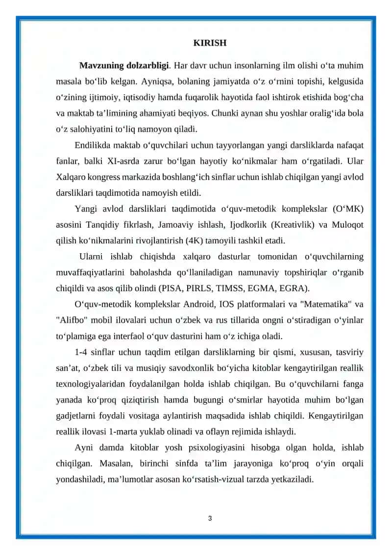 ONA TILI VA UNI O‘QITISH METODIKASI FANIDAN TAYYORLAGAN 3