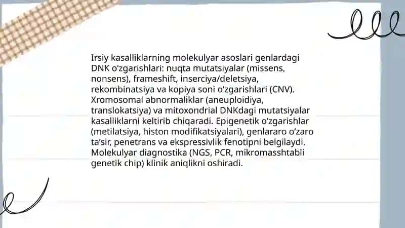 Genitika fani: Irsiy kasalliklar 3