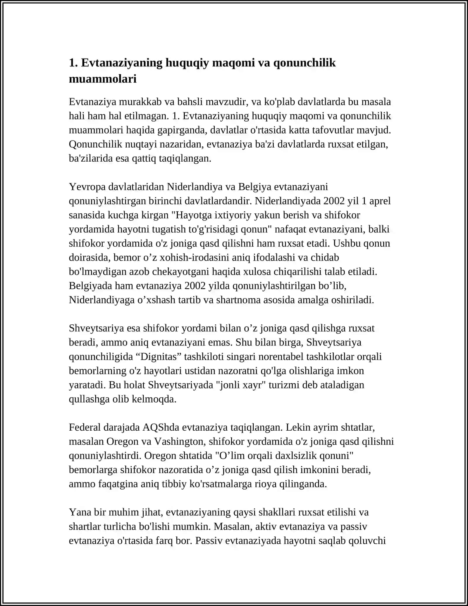 EVTANAZIYA MUAMMOLARI 3