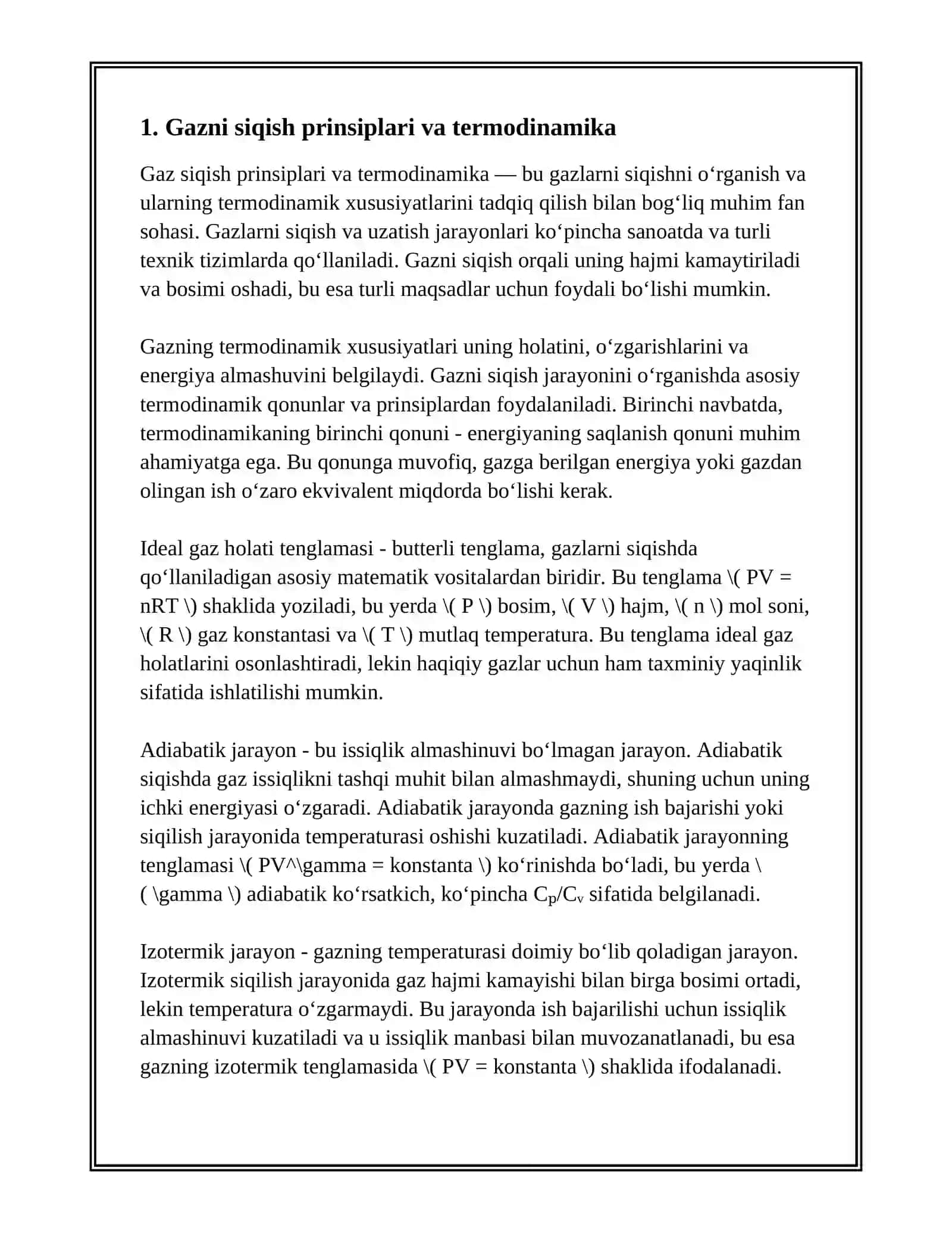 GAZLARNI SIQISH VA UZATISH 3