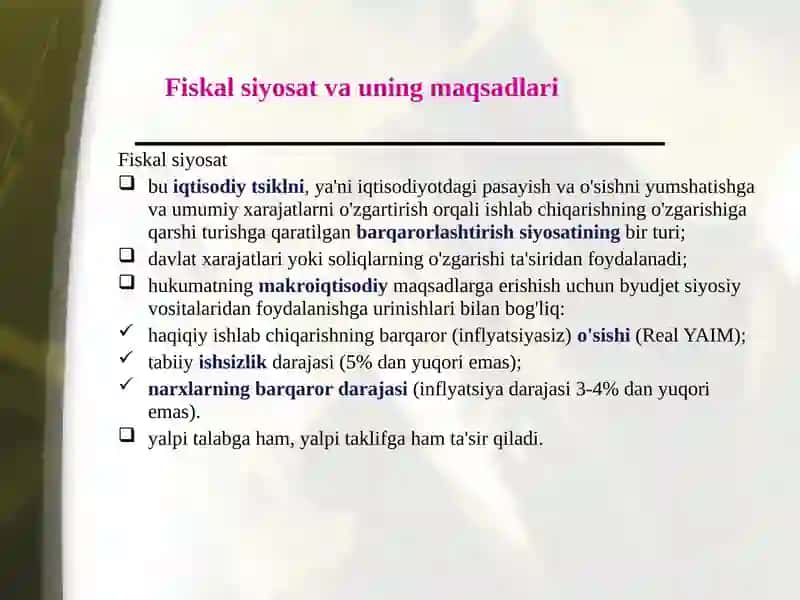 Fiskal va pul-kredit siyosatini muvofiqlashtirish muammolari 3