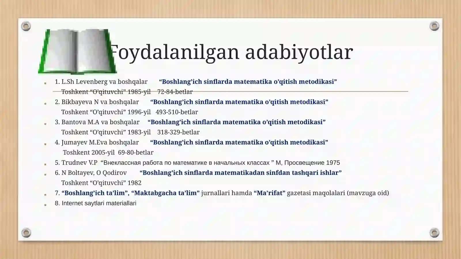 Matematika o’qitishning darsdan tashqarishakllari 3