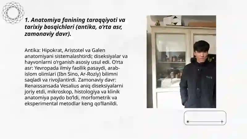 Anatomiya fanining tarixi, uni o‘rganish uslublari 3