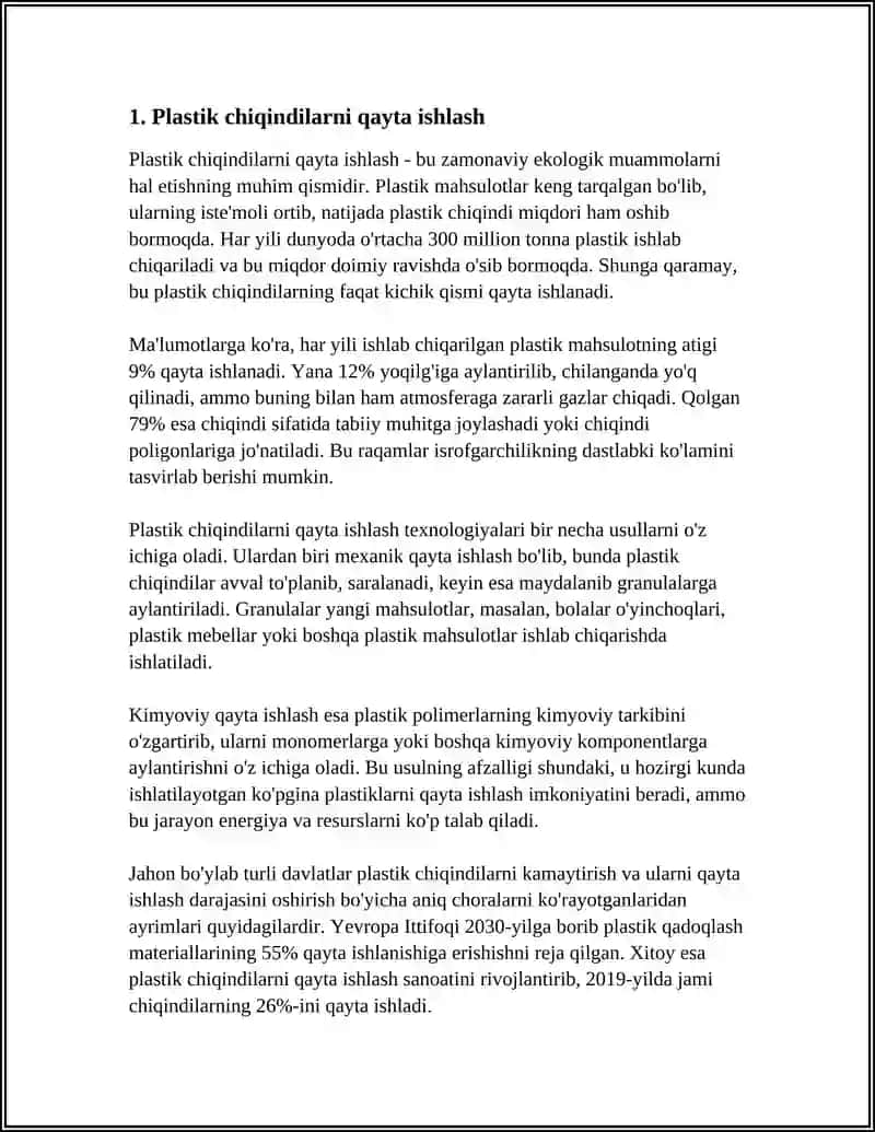 Plastik chiqindilarni qayta ishlash 3
