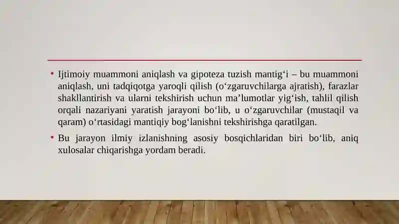 IJTIMOIY MUAMMONI ANIQLASH VA GIPOTEZA TUZISH MANTIG‘I 3