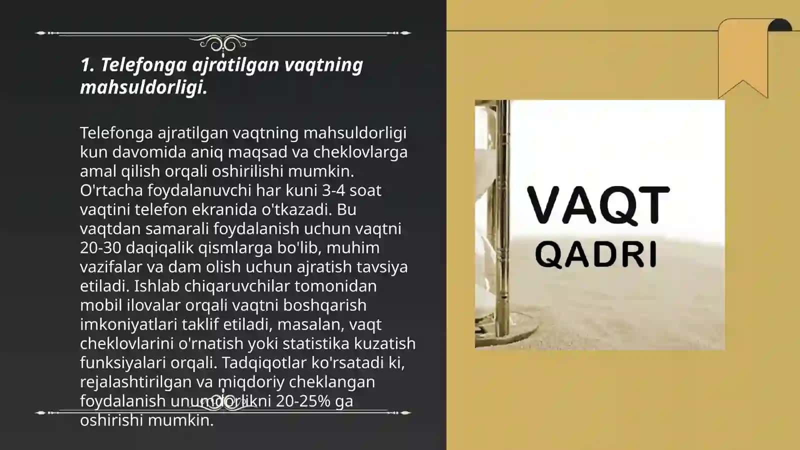 Telefonga ajratilgan vaqtning mahsuldorligi 3
