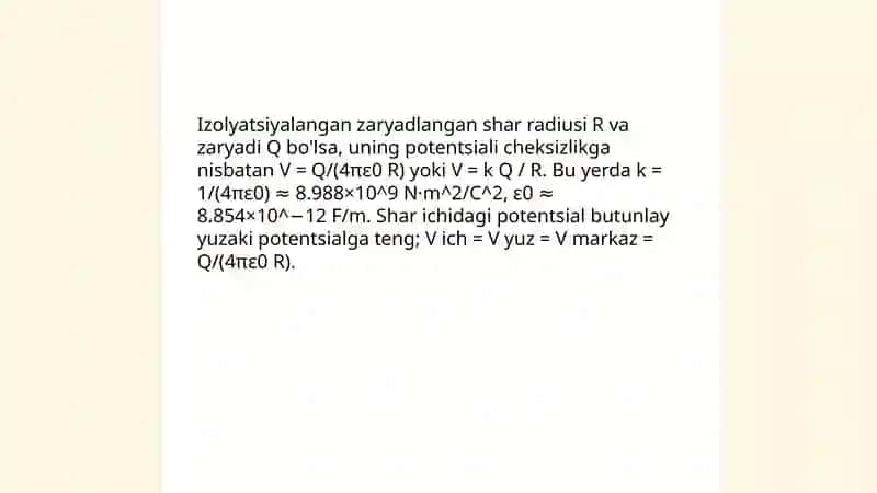 Shar potentsialini hisoblash 3