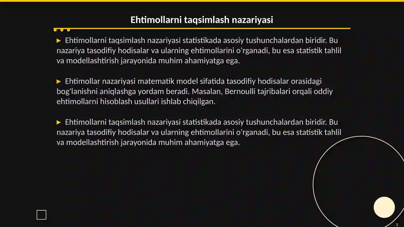 Ehtimollarni taqsimlash va malumotlarni modellashtirish 3