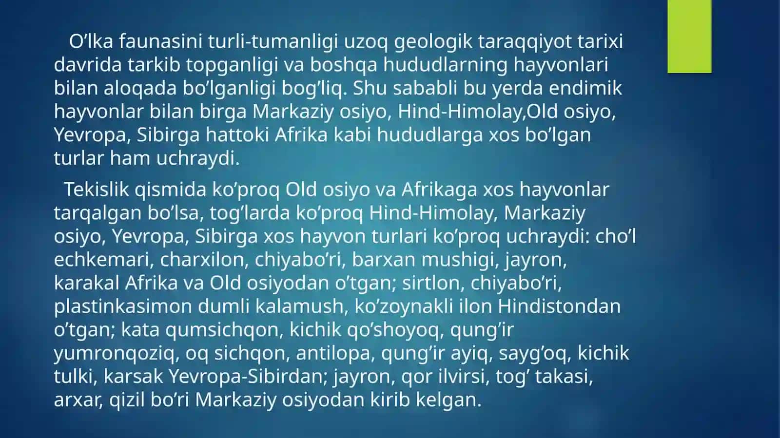 O’rta Osiyo hayvonot dunyosi 3