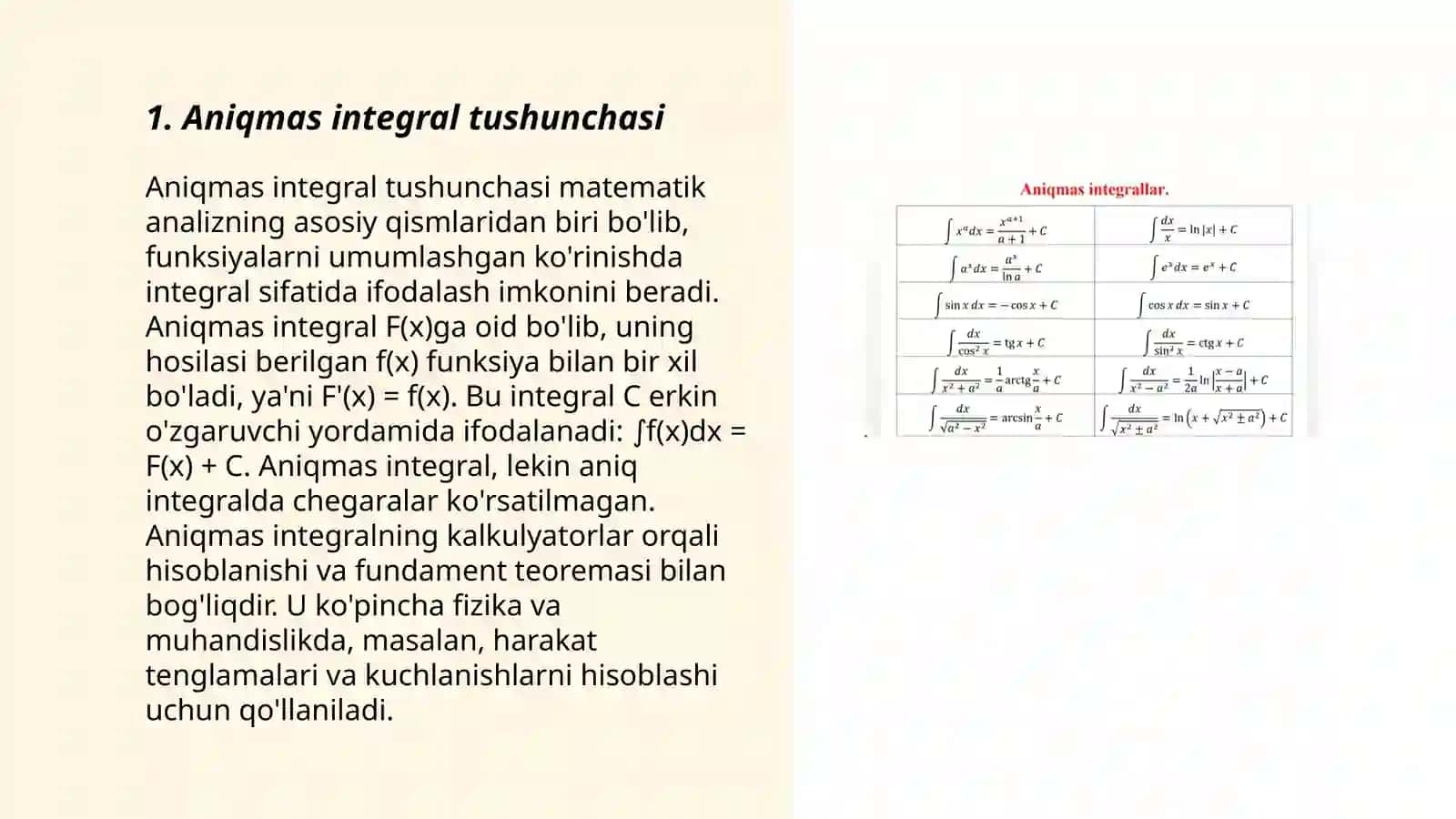Aniqmas integral tushunchasi 3