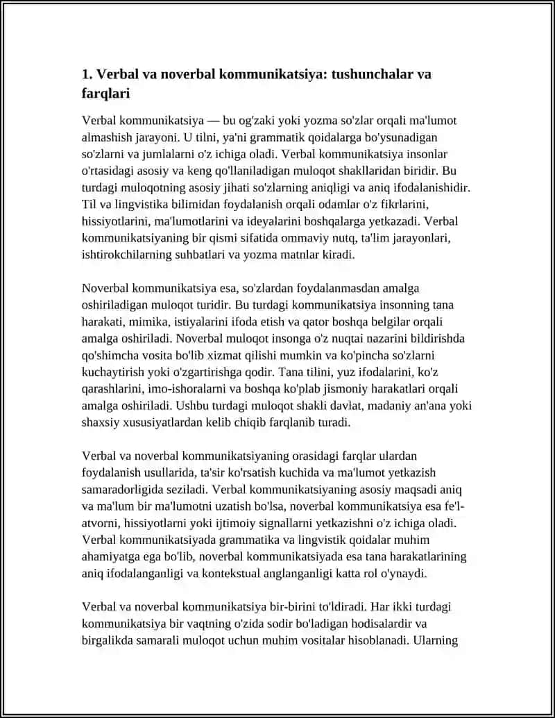 VERBAL VA NOVERBAL KOMUNIKATSIYANING OʻRNI 3