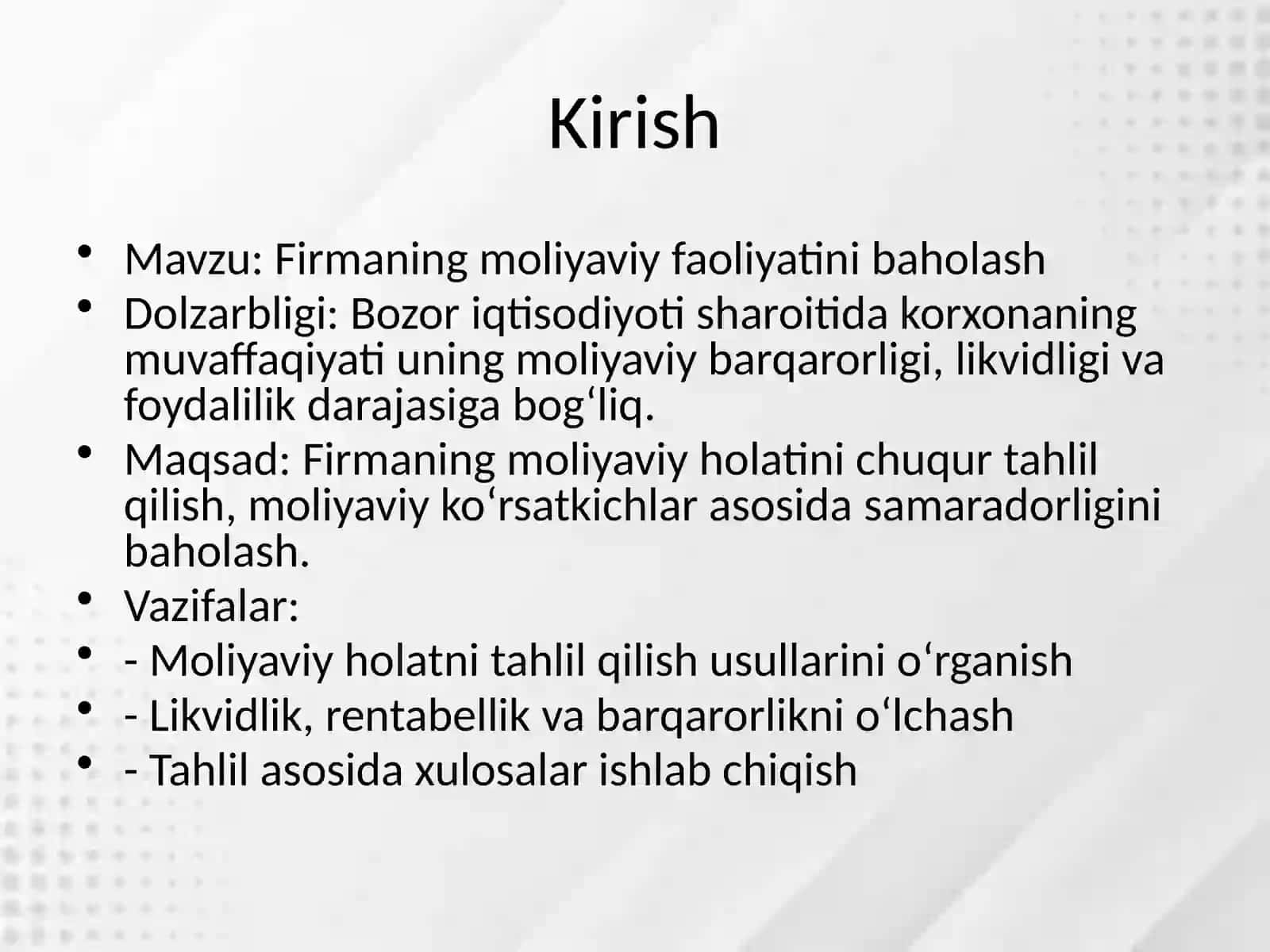 Firmaning moliyaviy faoliyatini baholash 3