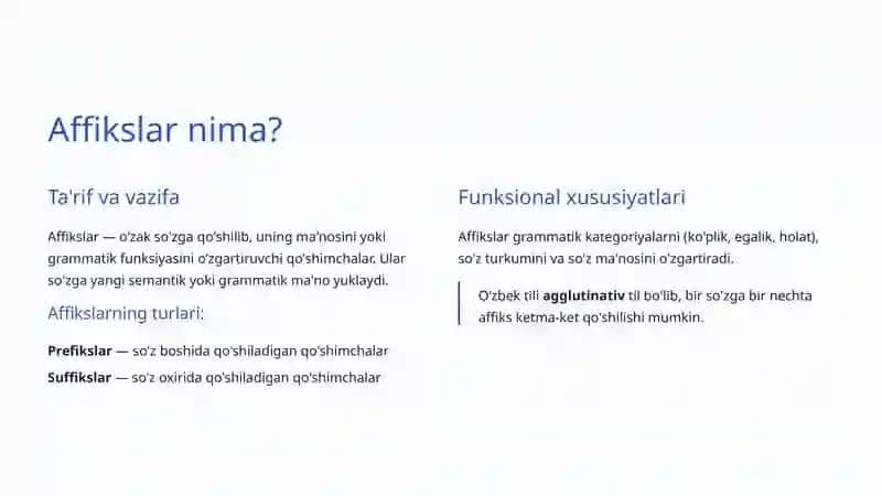 Oʻzak va Affikslar: Oʻzbek Tilining Morfologik Asoslari 3
