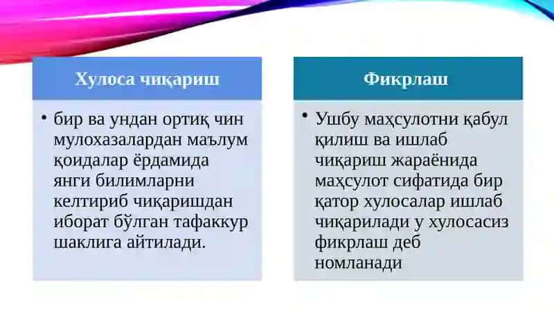 Xulosa qilish. Kreativ jarayon 3