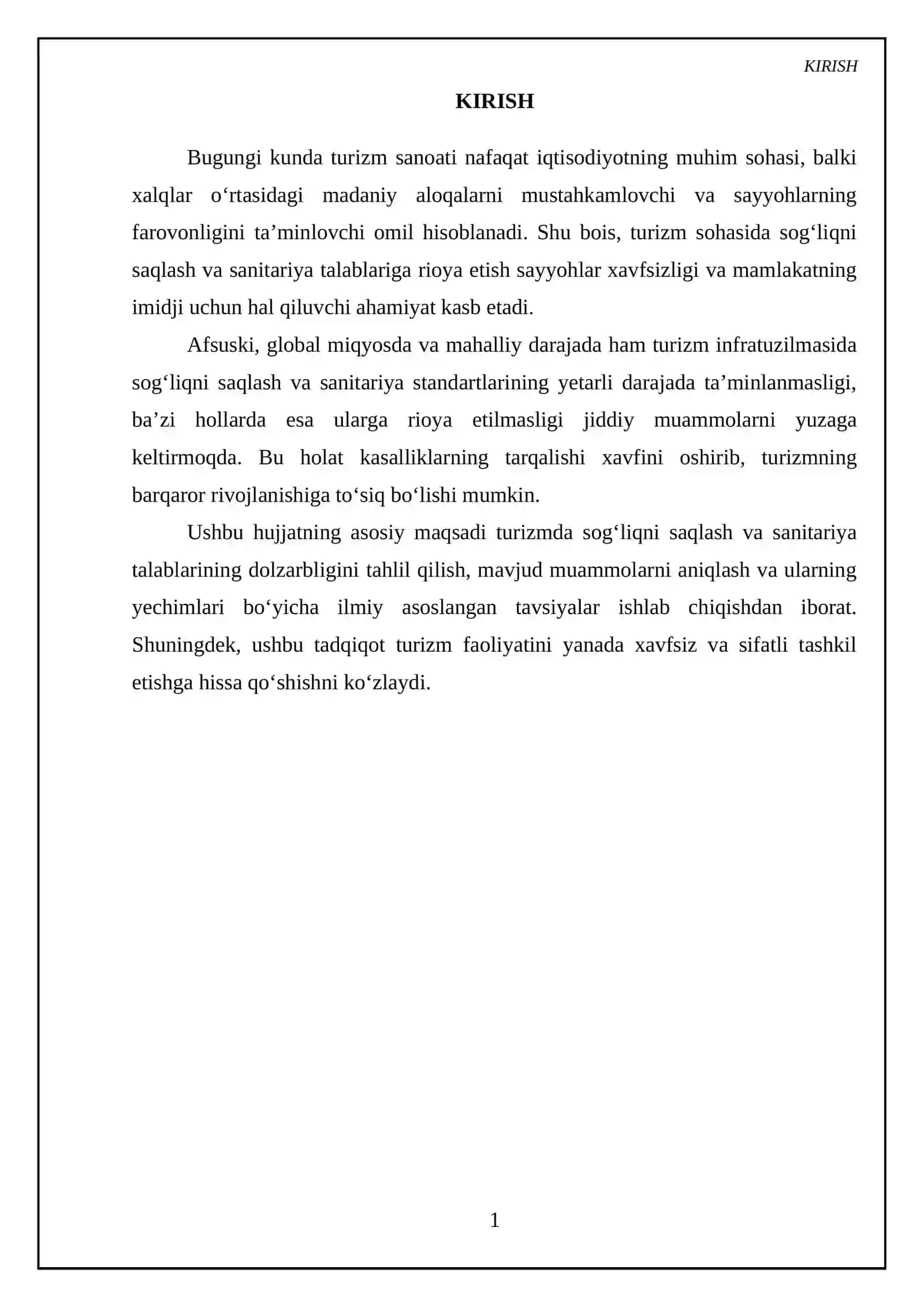 Turizmda sog'liqni saqlash va sanitariya talablari 3