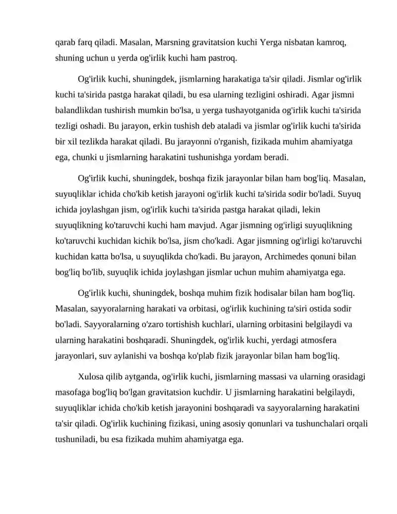 Og'irlik kuchi ta'sirida cho'ktirish 3