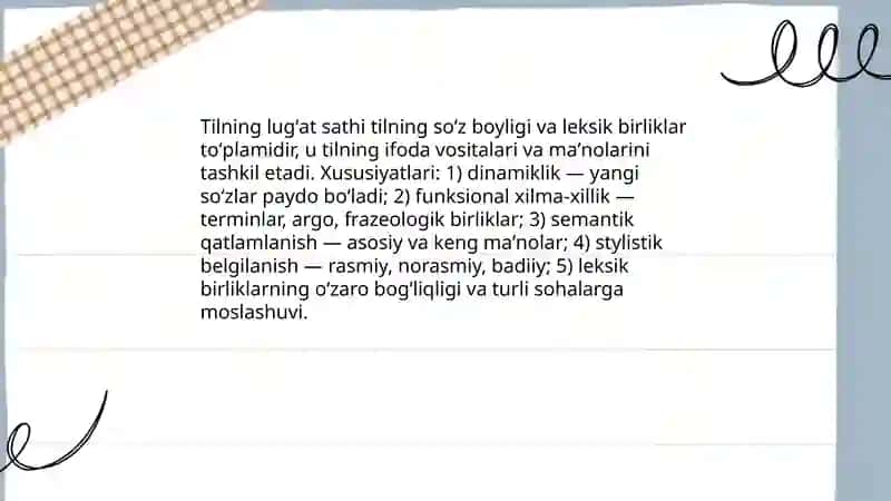 Tilning lugʻat sathi 3