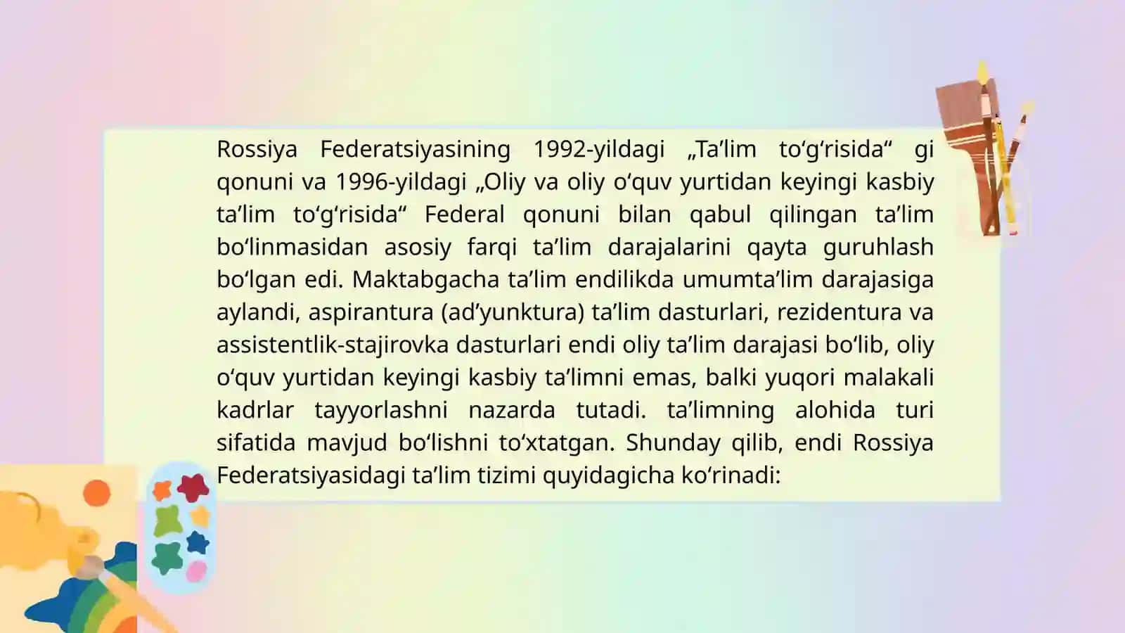 ROSSIYA FEDERATSIYASIDA BOSHLANĢICH TA'LIM 3