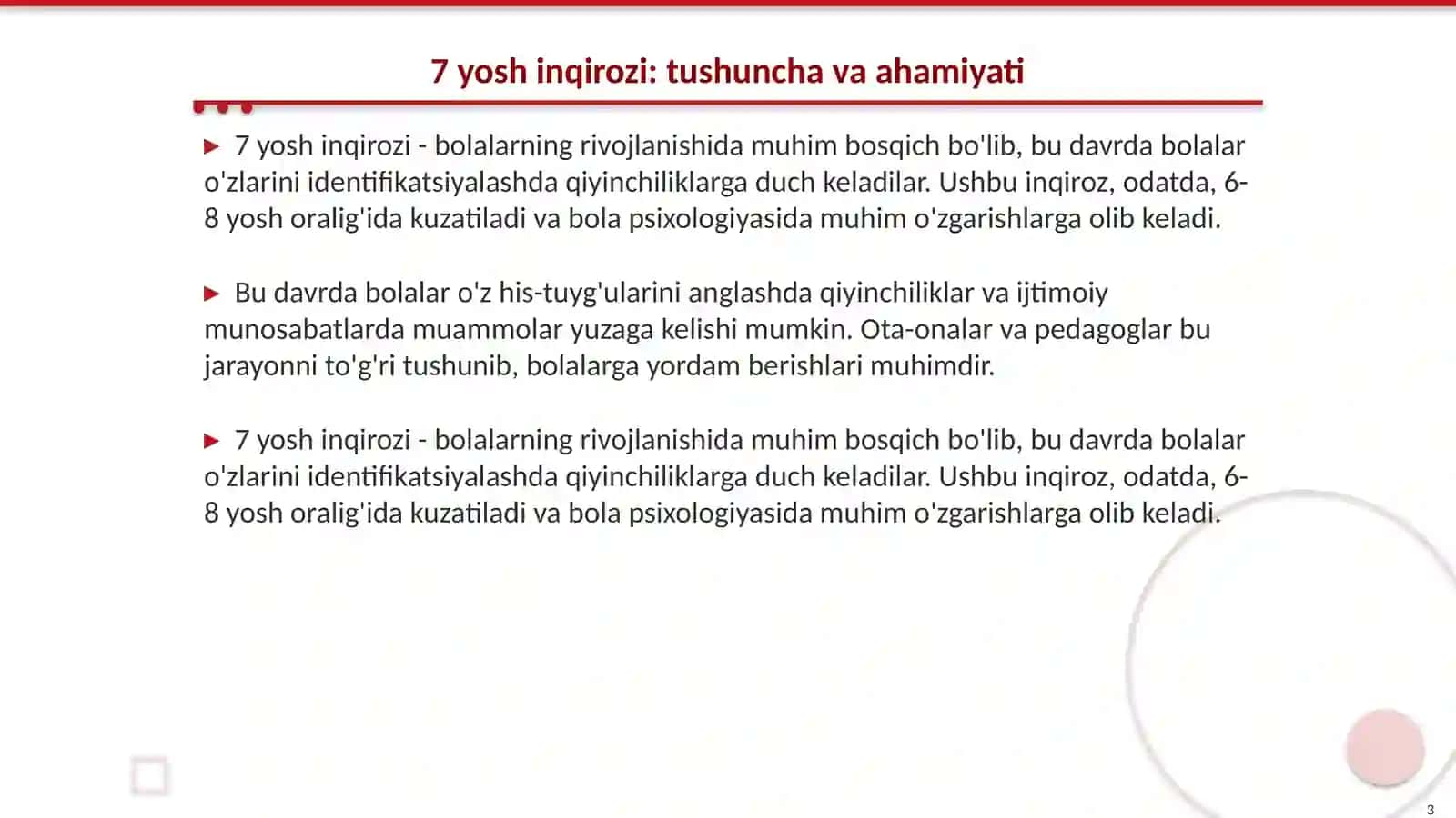 7 yosh inqirozi, uning sabablari va alomatlari 3