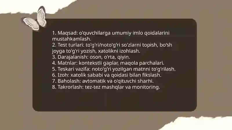 Imloviy savodxonlikni oshirish bõyicha mashqlar ishlab chiqish 3