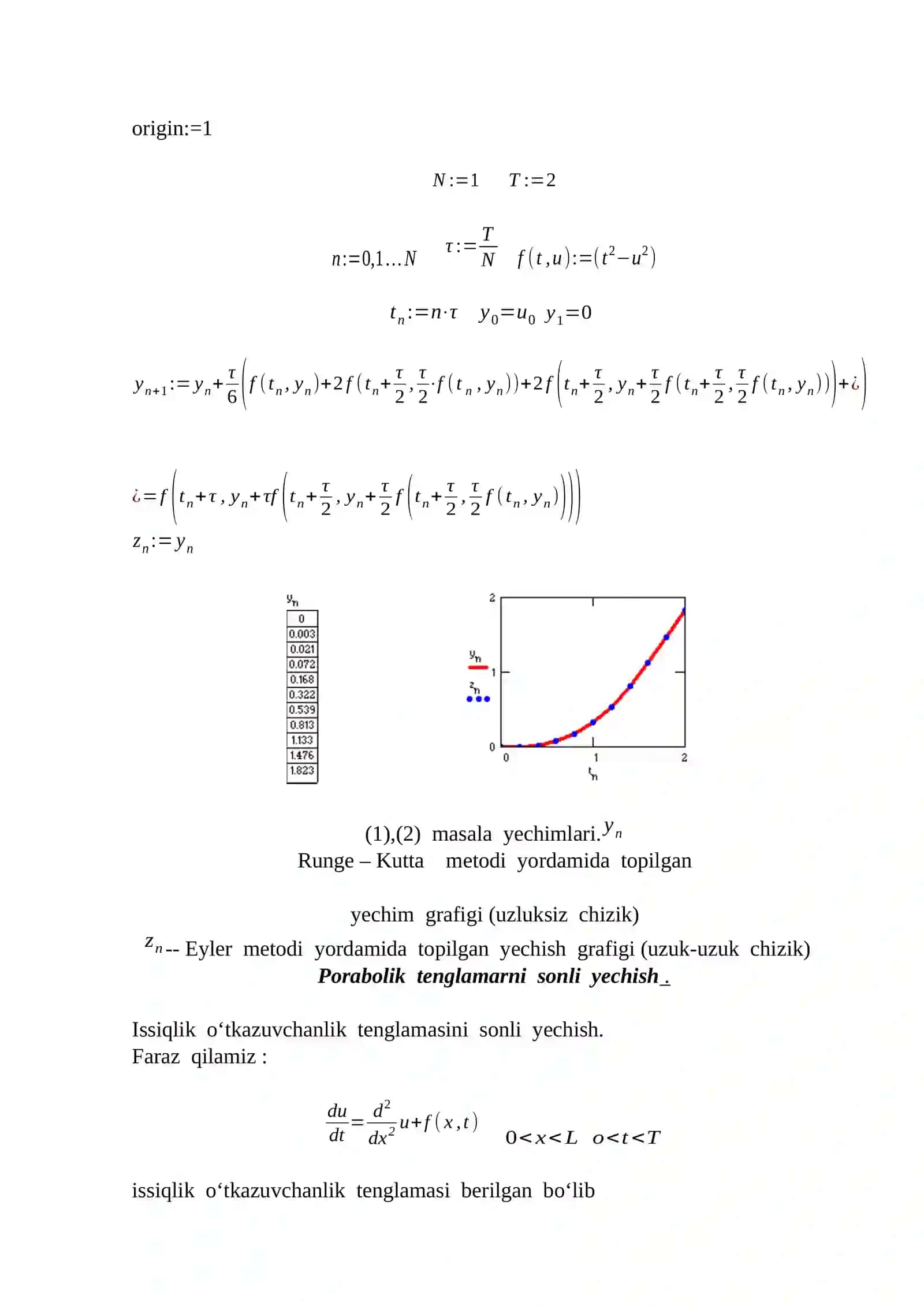 MATHCADDA DIFFERENSIAL TENGLAMALARGA QUYILGAN MASALALARNI YECHISH 3